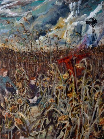 4.Hernan Bas_Chidren of the Sunflower_2007_mixed media on linen over panel_101.6x76