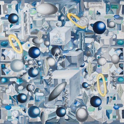 손효정, 무제, 2021, oil and collage on canvas, 91×91㎝